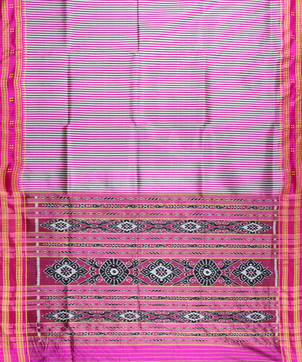 Stripes pink silk handloom khandua saree