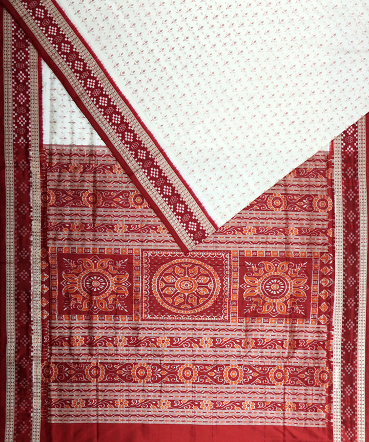 White maroon silk handloom sambalpuri saree