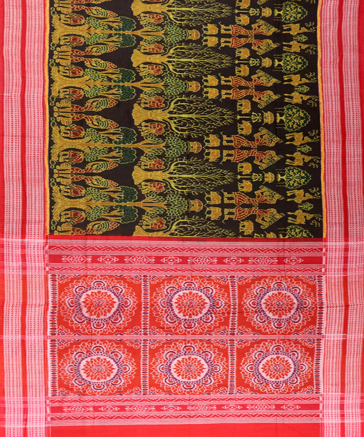 Multicolor red cotton handloom sambalpuri saree