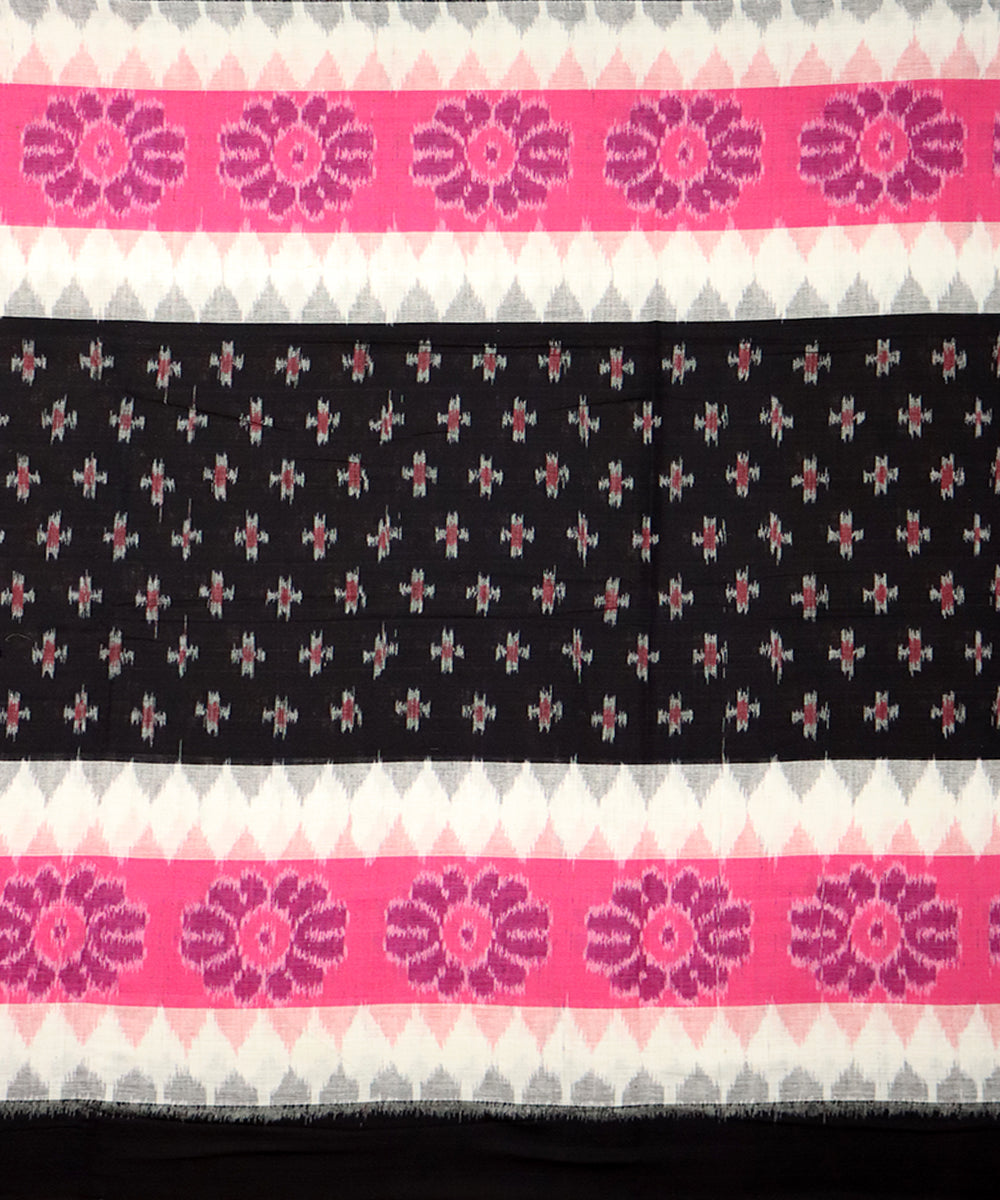 Pink black cotton handloom nuapatna saree