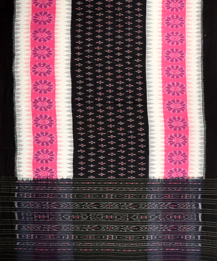 Pink black cotton handloom nuapatna saree