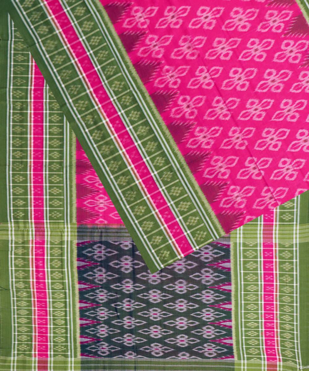 Pink citron cotton handloom nuapatna saree