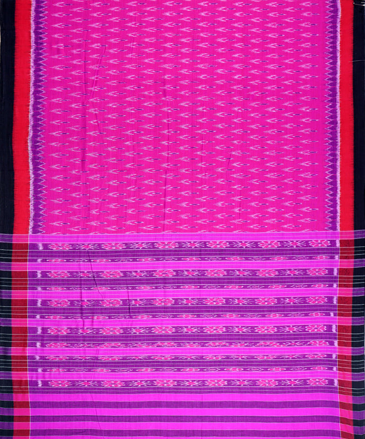 Pink red black cotton handloom nuapatna saree