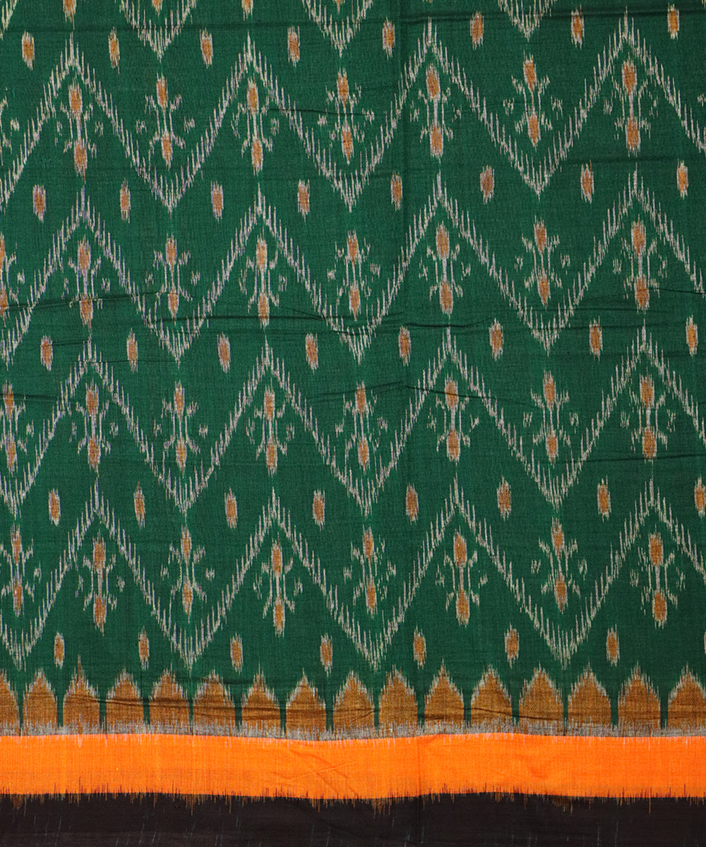 Dark green black orange cotton handloom nuapatna saree
