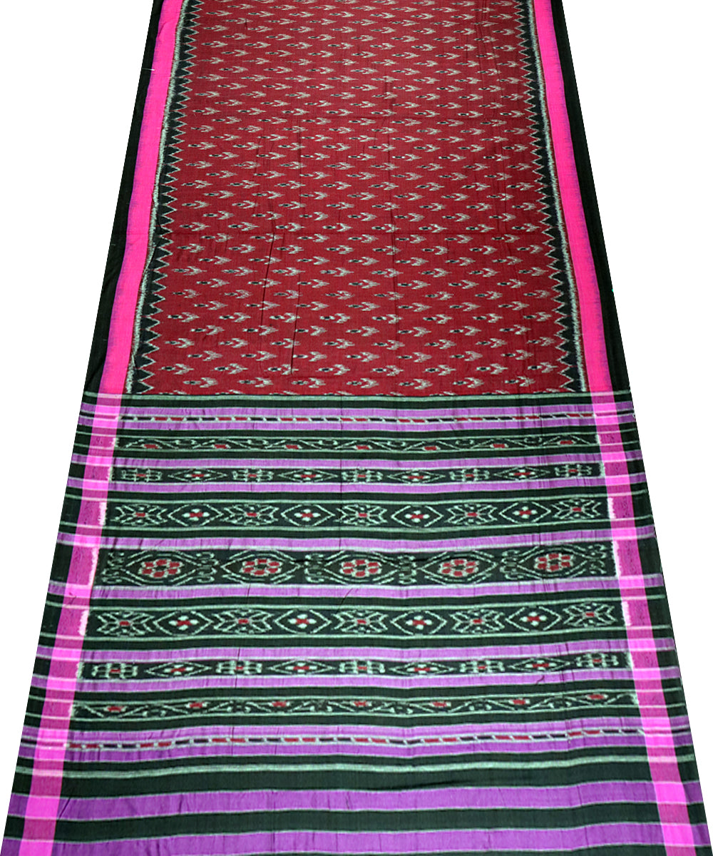 Maroon black pink cotton handloom nuapatna saree