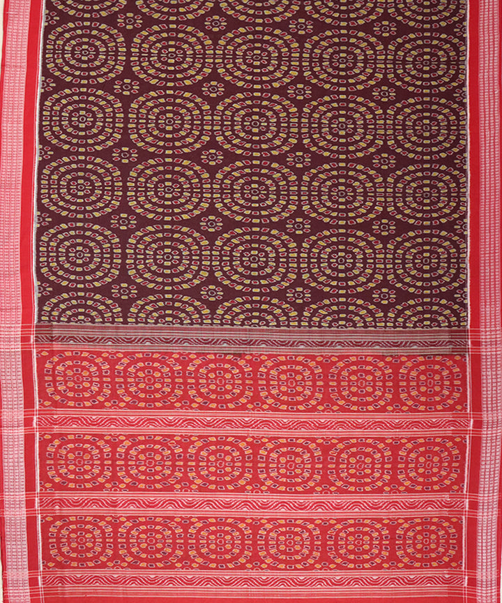Maroon red handloom sambalpuri cotton saree