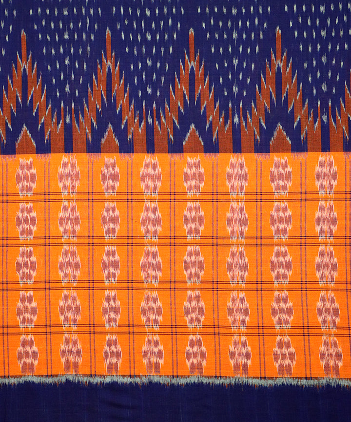 Navy blue orange cotton handloom nuapatna saree
