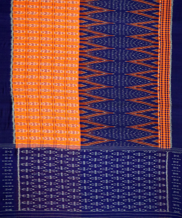 Navy blue orange cotton handloom nuapatna saree
