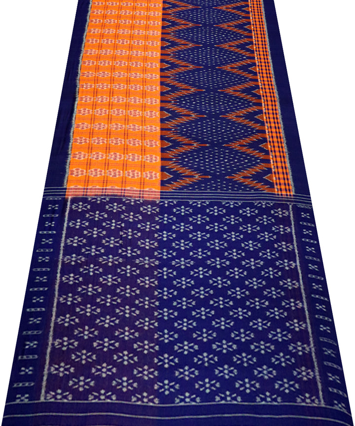 Navy blue orange cotton handloom nuapatna saree