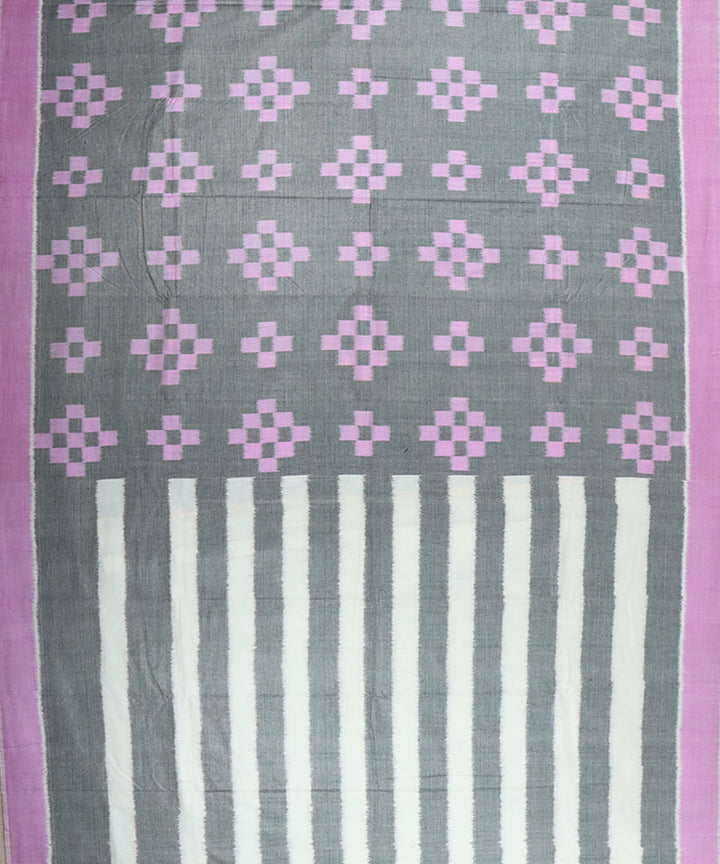 Grey light pink cotton handloom sambalpuri saree