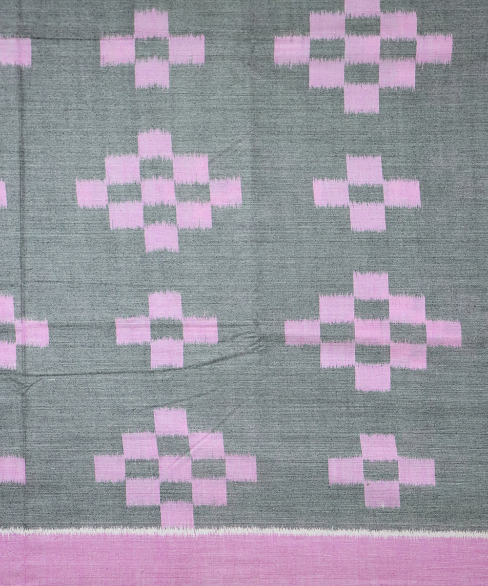 Grey light pink cotton handloom sambalpuri saree