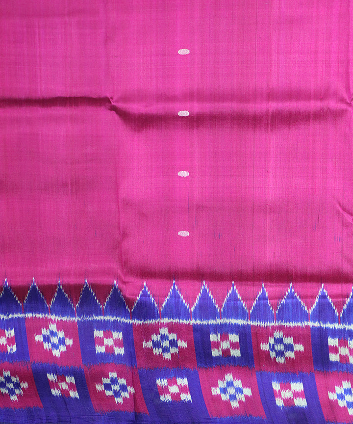 Pink navy blue silk handloom khandua saree