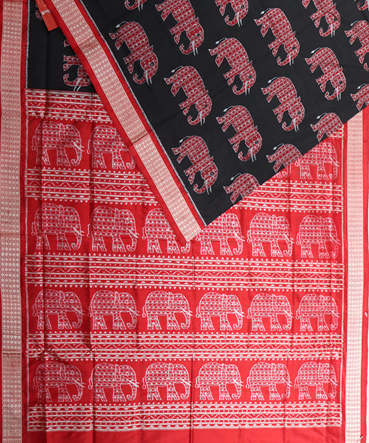 Black red handloom silk sambalpuri saree