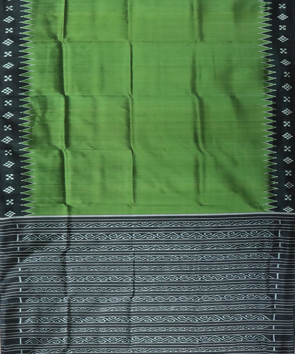 Olive green black silk handloom khandua saree
