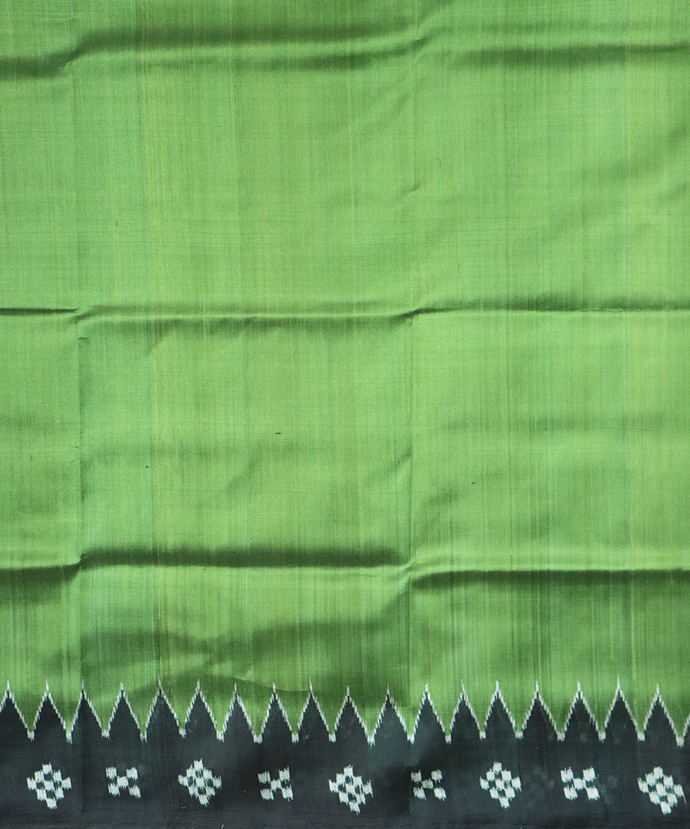 Olive green black silk handloom khandua saree