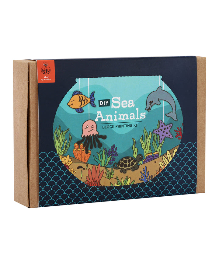 POTLI handmade block prinitng diy kit sea animals