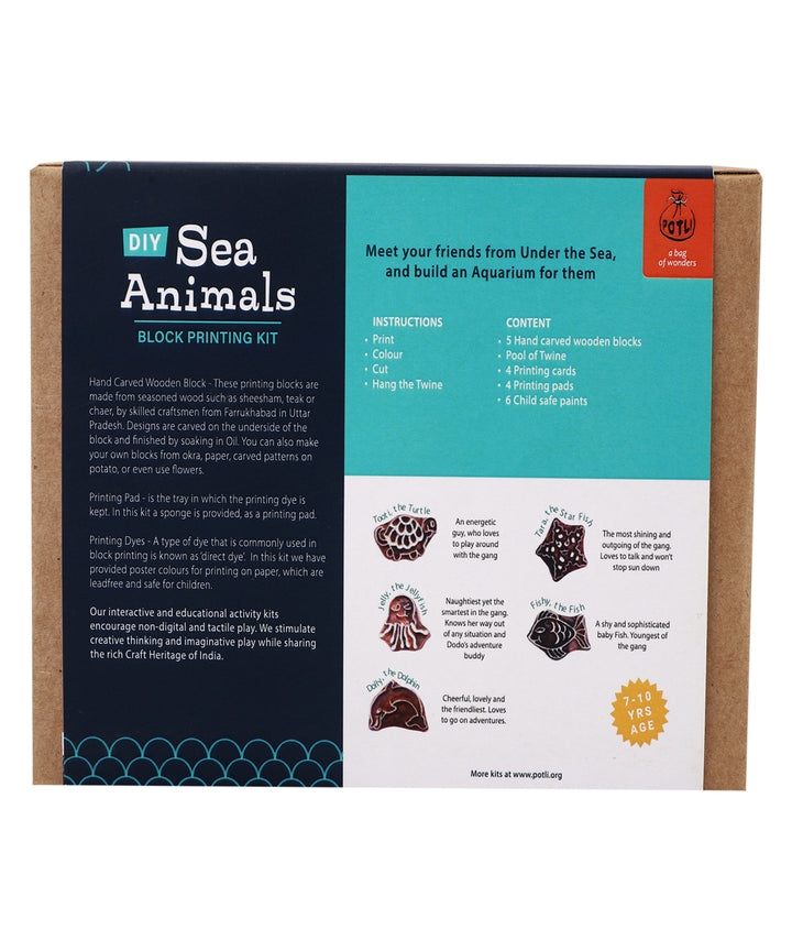 POTLI handmade block prinitng diy kit sea animals