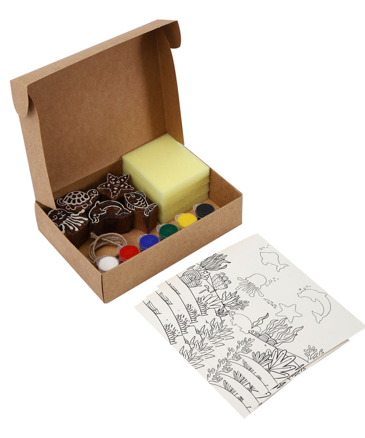 POTLI handmade block prinitng diy kit sea animals