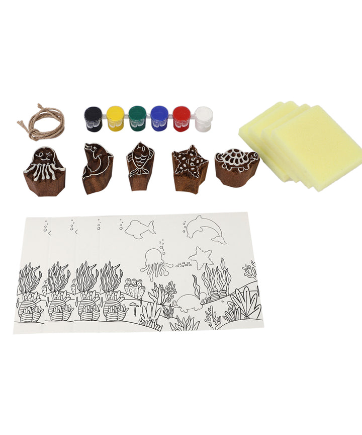 POTLI handmade block prinitng diy kit sea animals
