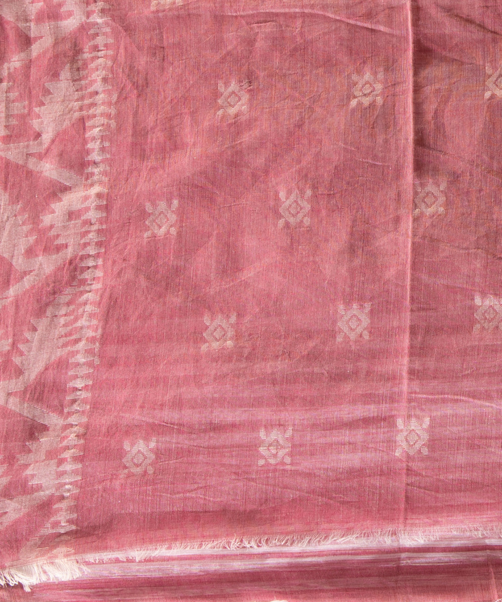 Muve red cotton handloom jacquard jamdani saree