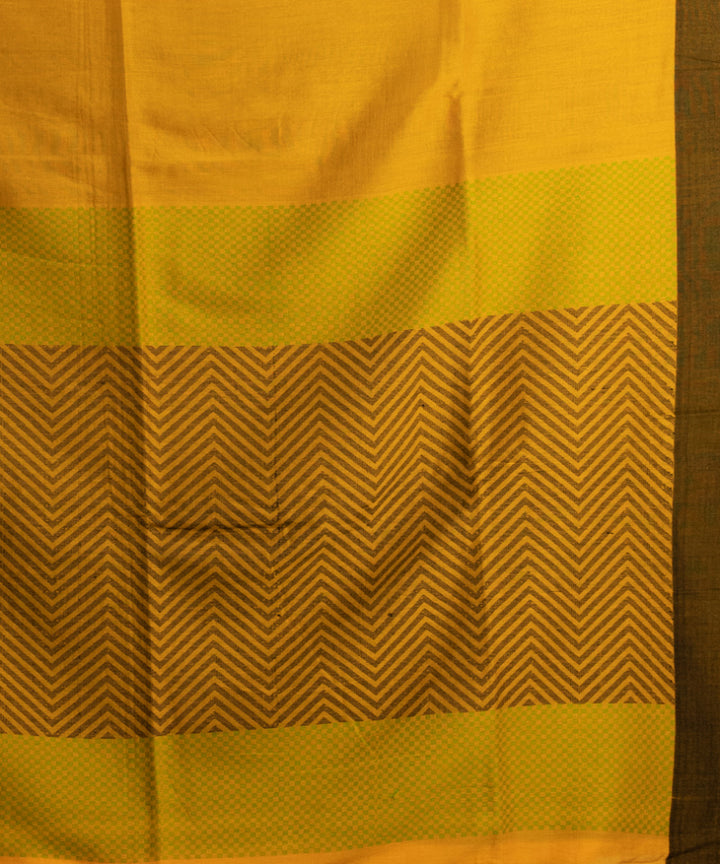 Yellow cotton handloom jacquard saree