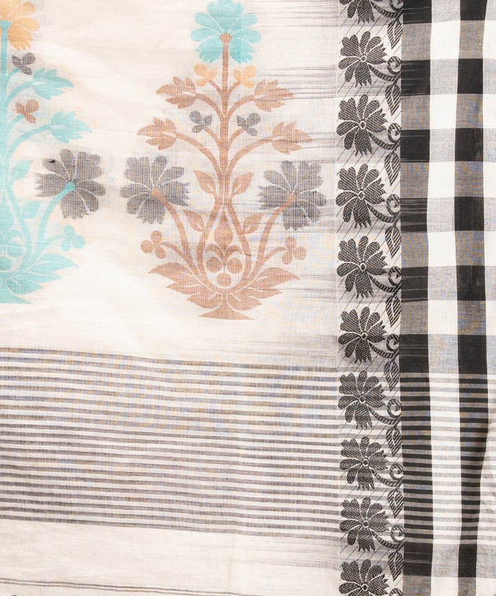 White black cotton handloom jamdani saree