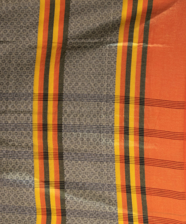 Yellow multicolor cotton stripes jacquard handloom saree