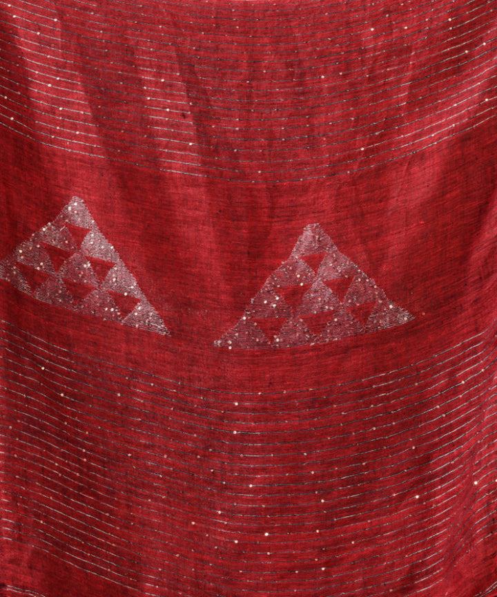 Red linen sequin bengal handloom saree