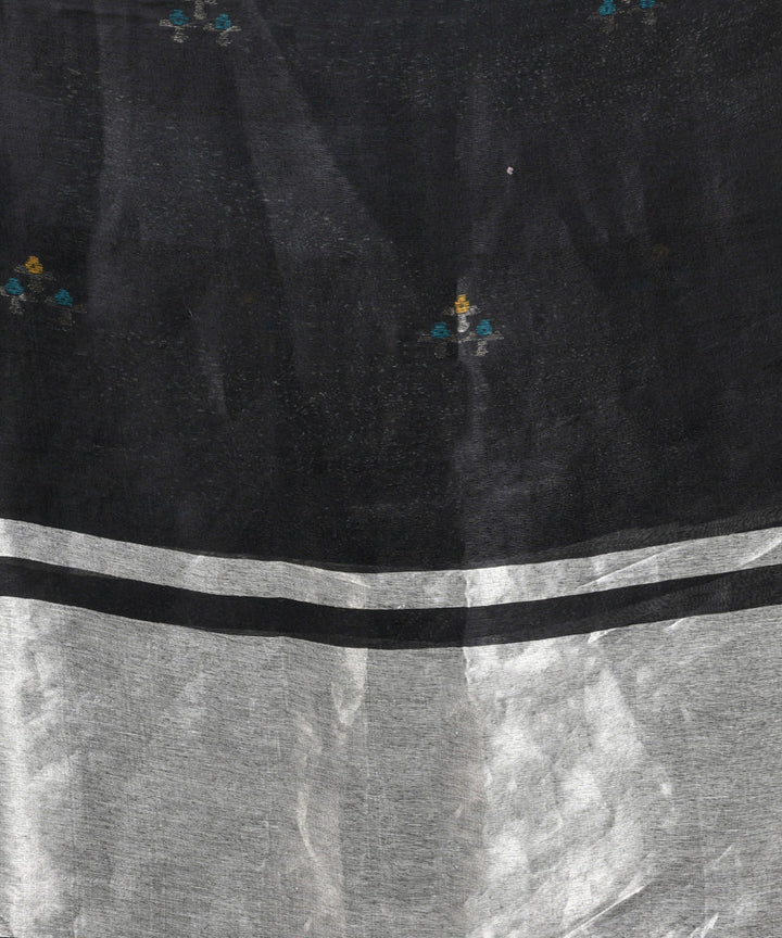 Black silk linen handloom bengal saree