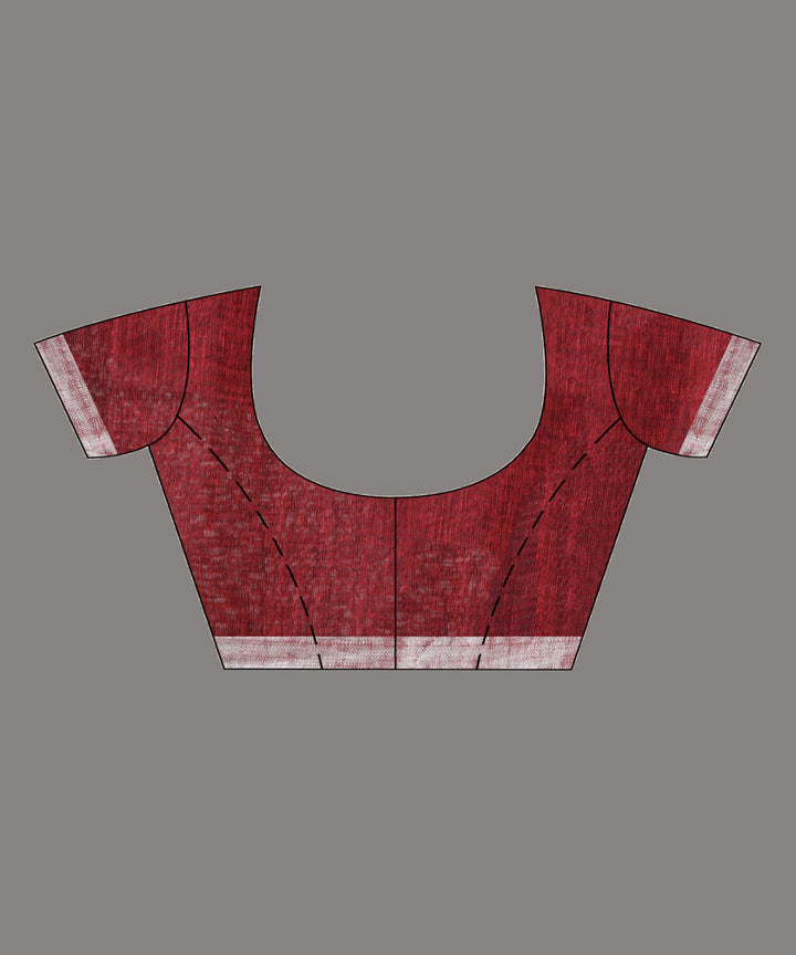 Black red silk linen handloom bengal saree