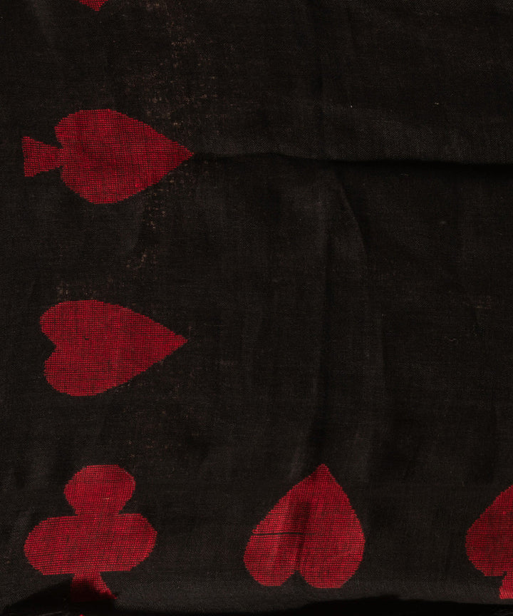 Black red linen handwoven bengal saree