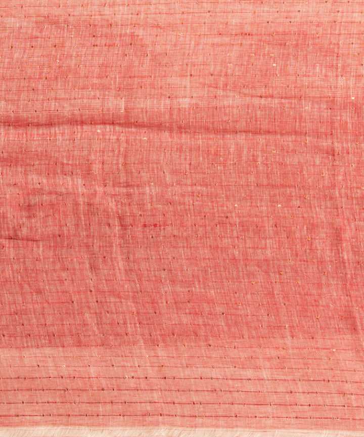 White red linen sequin handloom bengal saree