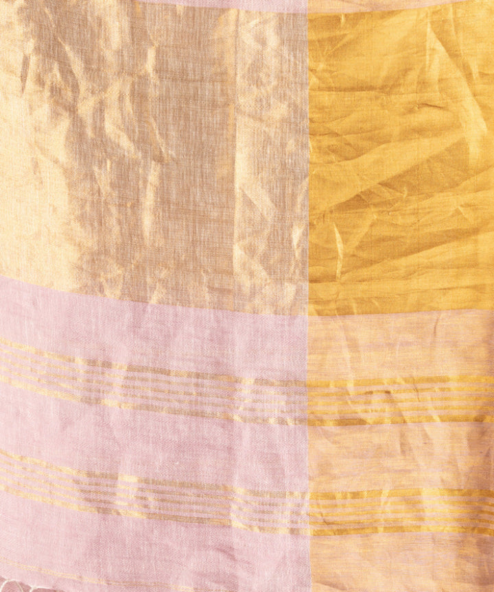 Pale purple linen handloom bengal saree