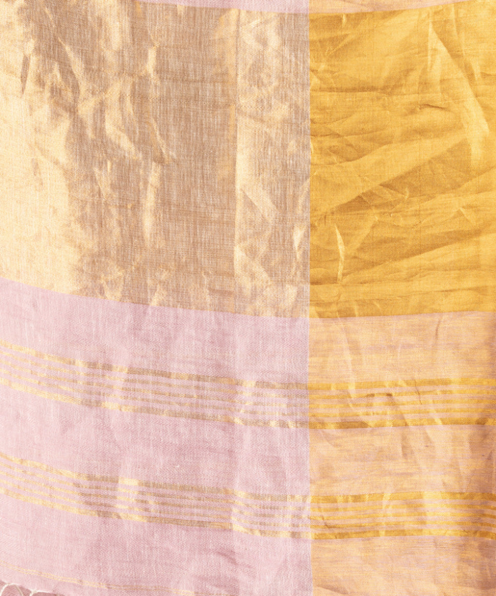 Pale purple linen handloom bengal saree