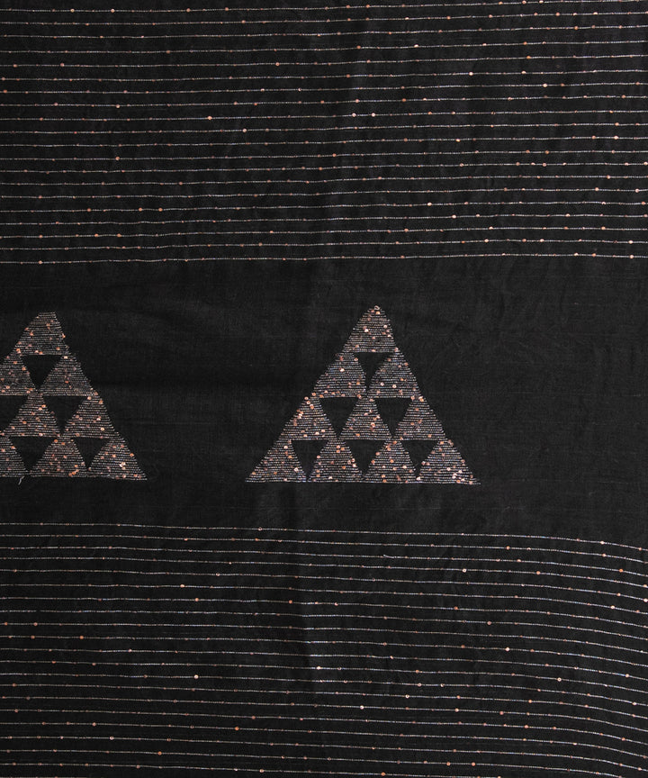 Black linen sequin handwoven bengal saree