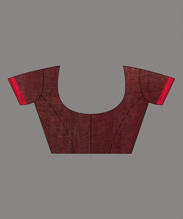 Grey red handloom jamdani linen saree