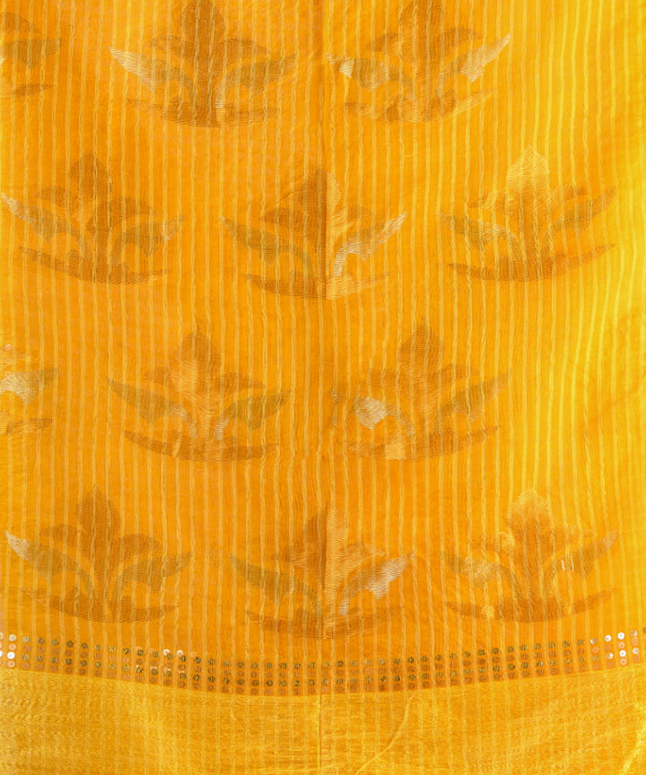 Yellow matka silk sequin handloom jamdani bengal saree