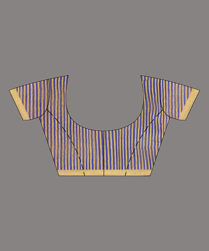 Royal blue silk matka handloom jamdani pallu stripes saree