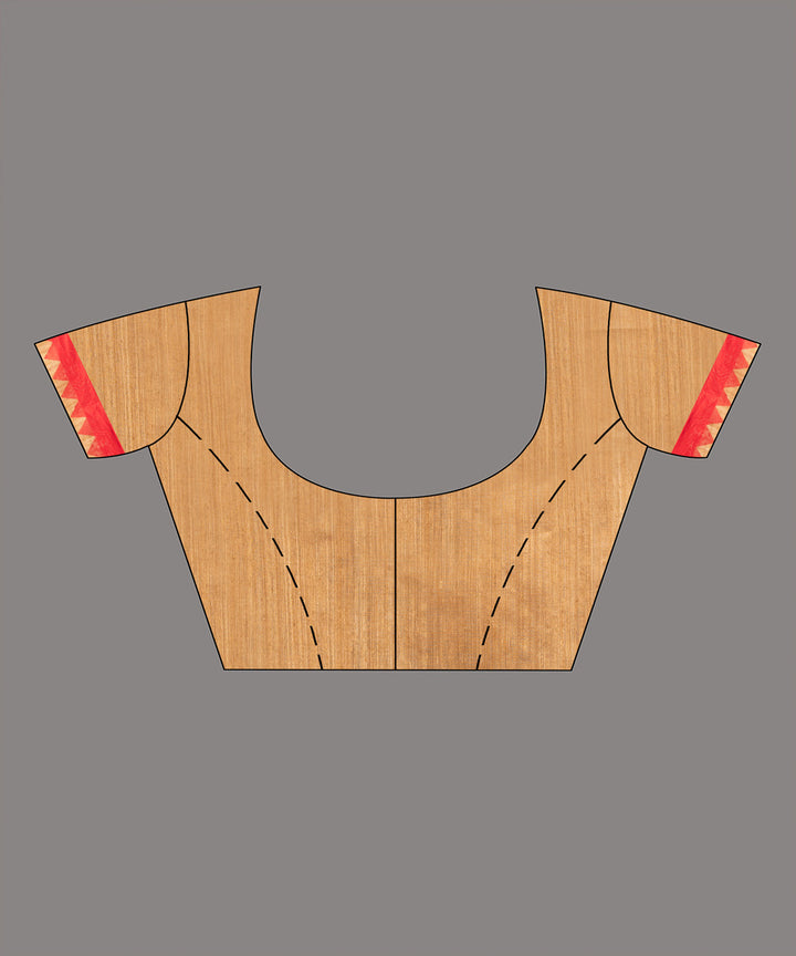 Beige red silk matka handloom jacquard jamdani saree