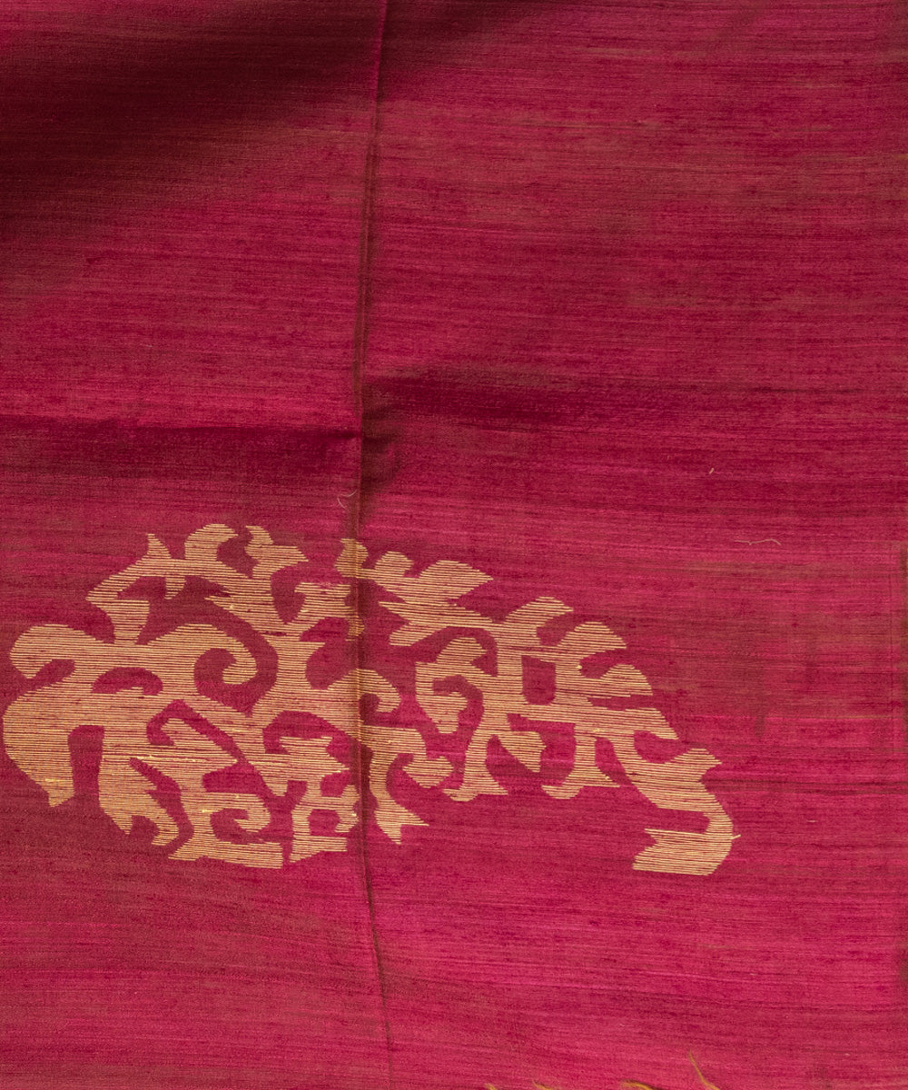 Yellow magenta silk matka handwoven bengal jamdani saree