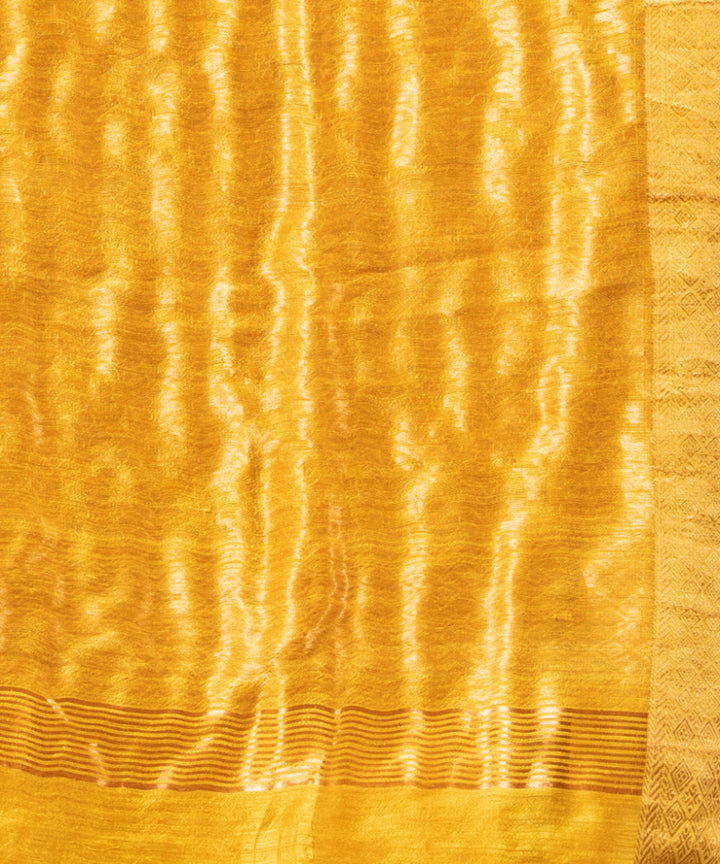 Yellow silk matka handloom bengal jamdani saree
