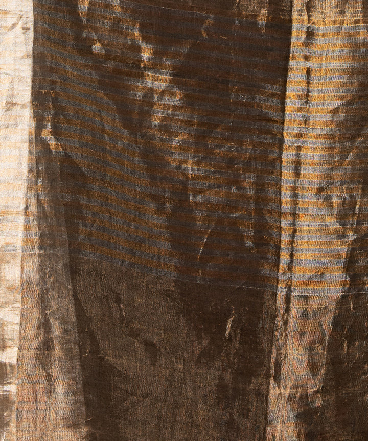 Gold linen checks bengal handloom saree