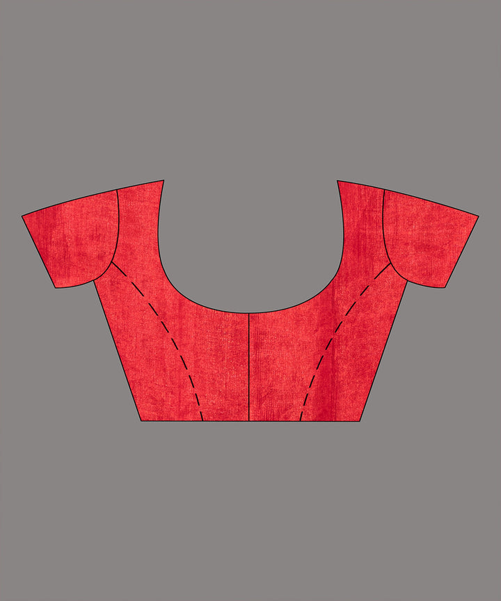 Red bengal silver tissue linen handwoven saree