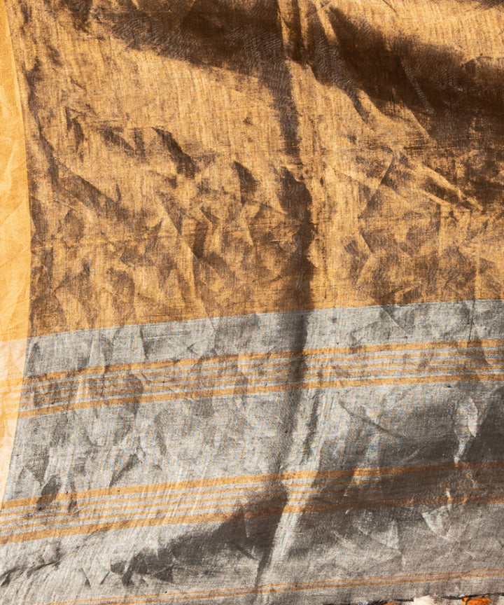 Gold silver tissue linen handwoven bengal saree