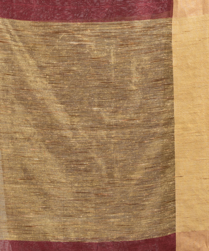 Umber brown handloom silk blend linen bengal saree
