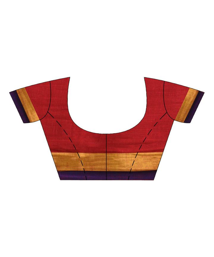 Red blue yellow handwoven tie dye cotton bengal saree