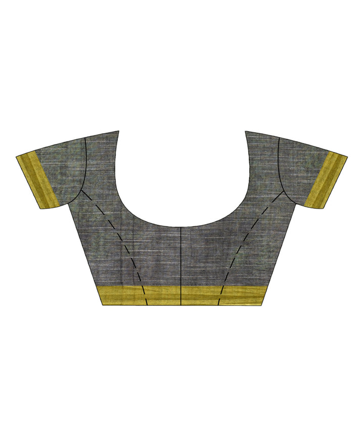 Grey red yellow handwoven tie dye cotton bengal saree