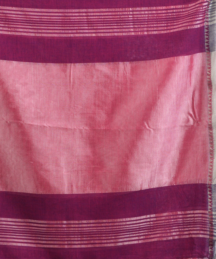 Magenta handloom cotton bengal saree with zari pallu border