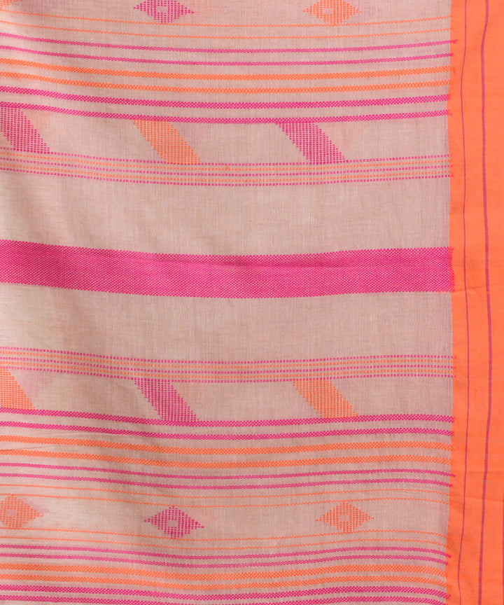 Peach pink handwoven cotton bengal saree