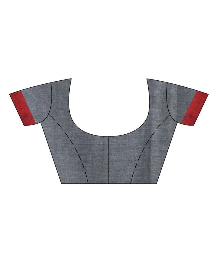 Grey maroon handwoven cotton bengal saree